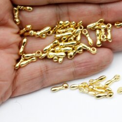 50 Mini Drop Charms Pendant, 24 Kt. gold