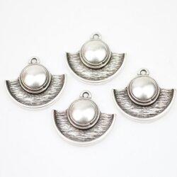 5 Tribal Charms Pendants  Ethnic Style, Antique Silver