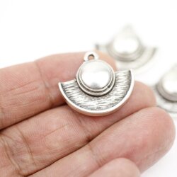 5 Tribal Charms Pendants  Ethnic Style, Antique Silver