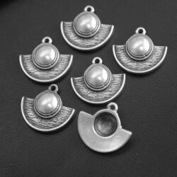 5 Tribal Charms Pendants  Ethnic Style, Antique Silver