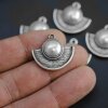 5 Tribal Charms Pendants  Ethnic Style, Antique Silver