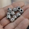 10 Heart Beads, Antique Silver