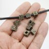 10 Labyrinth Cube Beads, Antique Bronze