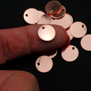 10 Messing Logo Plttchen 12 mm, Rose Gold