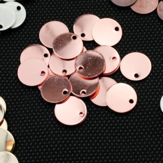 10 Messing Logo Plttchen 12 mm, Rose Gold