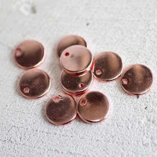 10 Messing Logo Plttchen 12 mm, Rose Gold