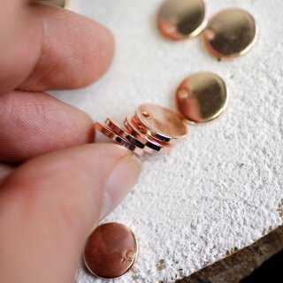 10 Messing Logo Plttchen 12 mm, Rose Gold