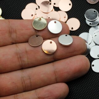 10 Messing Logo Plttchen 12 mm, Rose Gold