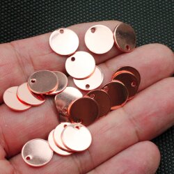 10 Brass Logo Tags 12 mm for engraving, Rose Gold