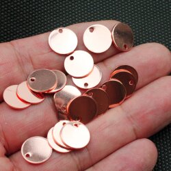 10 Messing Logo Plättchen 12 mm, Rose Gold