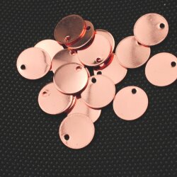 10 Messing Logo Plättchen 12 mm, Rose Gold