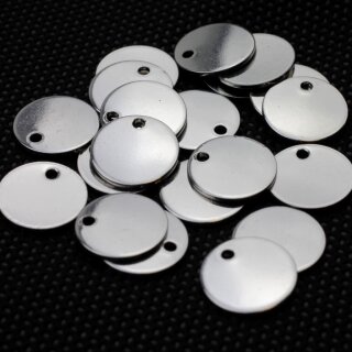 10 Messing Logo Plttchen 12 mm, Rhodium