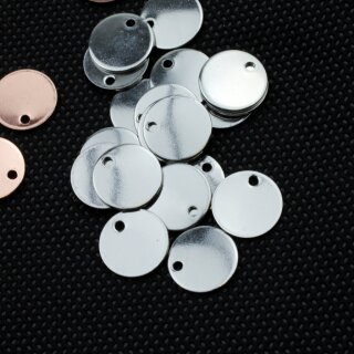10 Messing Logo Plttchen 12 mm, Rhodium