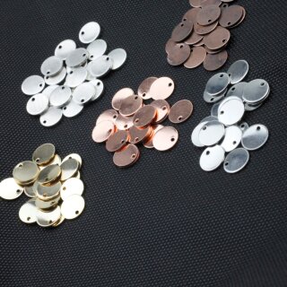10 Messing Logo Plttchen 12 mm, Rhodium