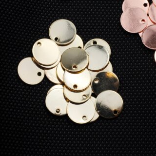 10 Messing Logo Plttchen 12 mm, Gold