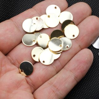 10 Messing Logo Plttchen 12 mm, Gold