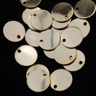 10 Messing Logo Plttchen 12 mm, Gold