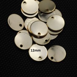 10 Brass Logo Tags 12 mm for engraving, Gold