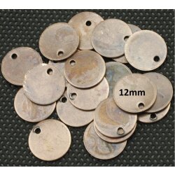 10 Brass Logo Tags 12 mm for engraving, Raw Brass