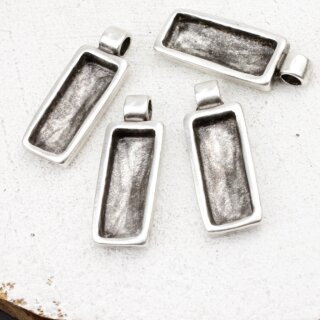 5 Fassung fr Swarovski 4547 Baguette 24x8 mm, Altsilber