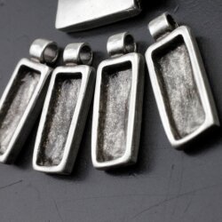 5 Pendants setting for Swarovski 4547 Baguette 24x8 mm, Antique Silver