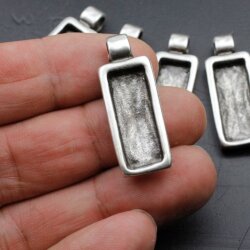 5 Pendants setting for Swarovski 4547 Baguette 24x8 mm, Antique Silver