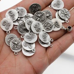 10 Zamak Charms Pendant, Antique Silver