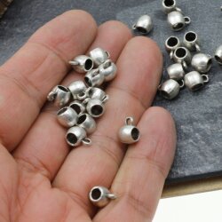 20 Silver Bail beads, Bail Charms, Slider Spacer Beads