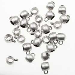 20 Silver Bail beads, Bail Charms, Slider Spacer Beads