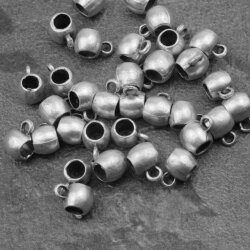 20 Silver Bail beads, Bail Charms, Slider Spacer Beads