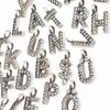 Letter Charms, Initial Alphabet Letter Pendant, Cz Letter Charms, Antique Silver