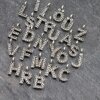 Letter Charms, Initial Alphabet Letter Pendant, Cz Letter Charms, Antique Silver