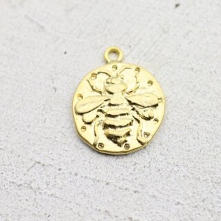 10 Bienen Anhänger 20 mm (Ø 2 mm), gold