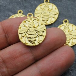 10 Bee Pendant 20 mm (Ø 2 mm), gold
