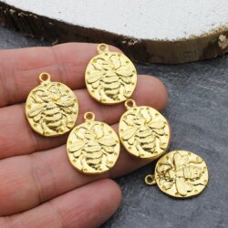 10 Bee Pendant 20 mm (Ø 2 mm), gold