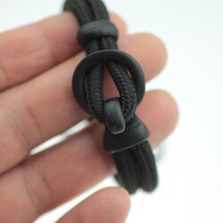 5 Hook Clasps for Leather and Cord Bracelet, Jet Matte