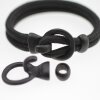 5 Hook Clasps for Leather and Cord Bracelet, Jet Matte