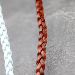 1 m flat braided leather cord Cherry Brown