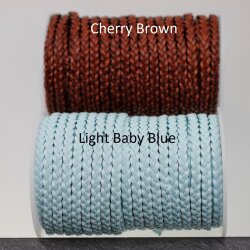 1 m flat braided leather cord Light Baby Blue