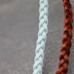1 m flat braided leather cord Light Baby Blue