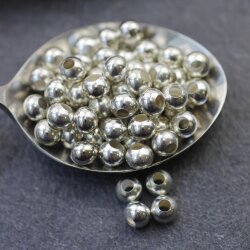 30 pcs. round metal Beads 8 mm Silver