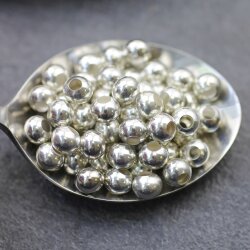 30 pcs. round metal Beads 8 mm Silver