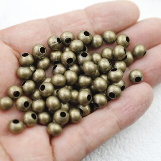 30 Stk. Runde Metall Perlen 8 mm Altmessing