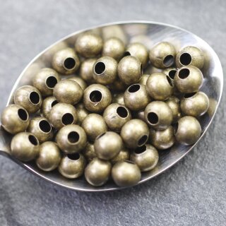 30 Stk. Runde Metall Perlen 8 mm Altmessing