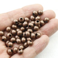 30 pcs. round metal Beads 8 mm Antique Copper