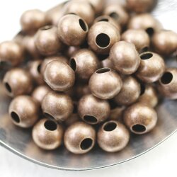 30 pcs. round metal Beads 8 mm Antique Copper