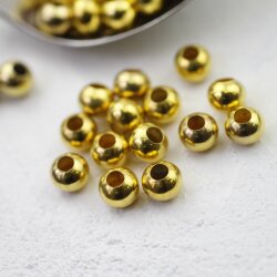 30 pcs. round metal Beads 8 mm Gold