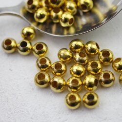 30 pcs. round metal Beads 8 mm Gold