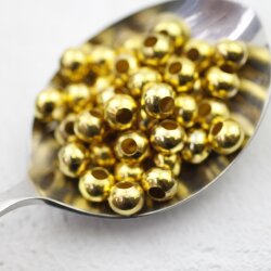 30 pcs. round metal Beads 8 mm Gold