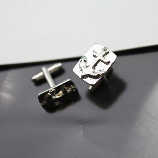 1 pair Nautical Anchor Cufflinks Rhodium